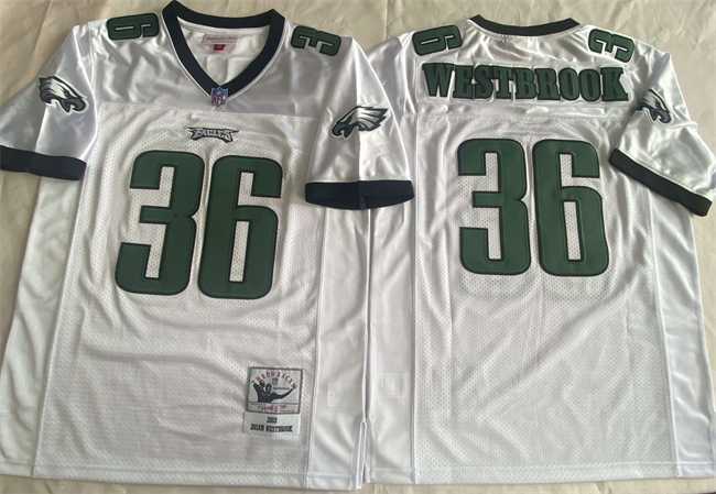 Men%27s Philadelphia Eagles #36 Brian Westbrook White Throwback Stitched Football Jersey->philadelphia eagles->NFL Jersey