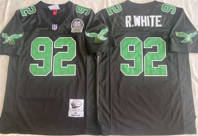 Men%27s Philadelphia Eagles #92 Reggie White Black Throwback Stitched Football Jersey->philadelphia eagles->NFL Jersey