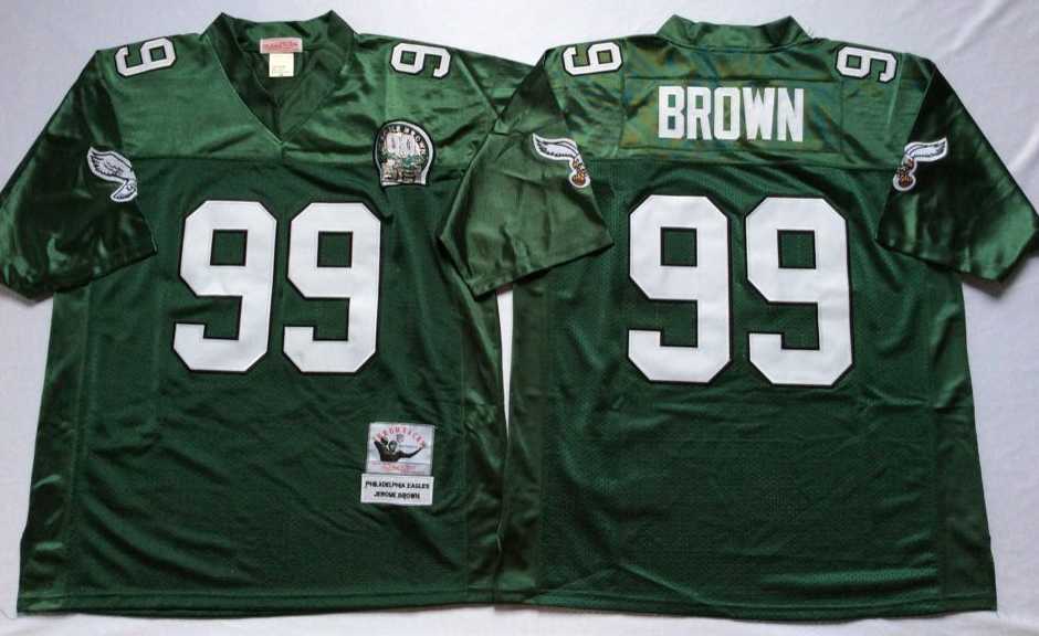 Men%27s Philadelphia Eagles #99 Jerome Brown Green Throwback Stitched Football Jersey->philadelphia eagles->NFL Jersey