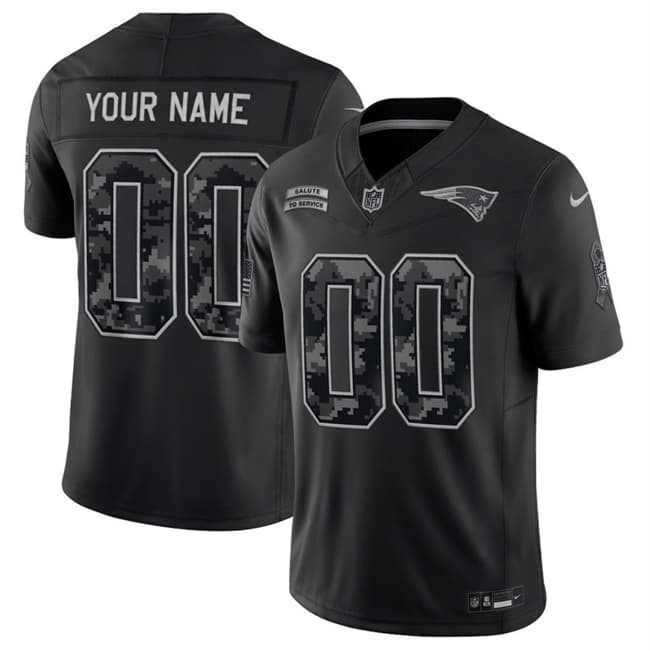 Men%27s New England Patriots Active Player Custom Black F.U.S.E. 2026 Salute to Service Limited Football Stitched Jersey->customized nfl jersey->Custom Jersey