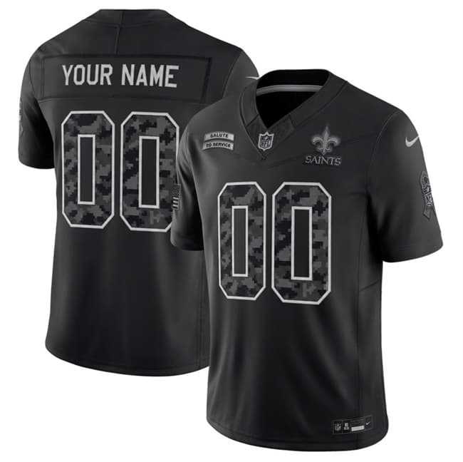 Men%27s New Orleans Saints Active Player Custom Black F.U.S.E. 2026 Salute to Service Limited Football Stitched Jersey->customized nfl jersey->Custom Jersey