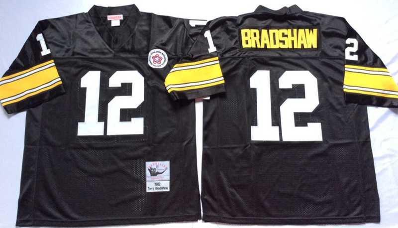 Men%27s Pittsburgh Steelers #12 Terry Bradshaw Black Throwback Stitched Football Jersey->pittsburgh steelers->NFL Jersey