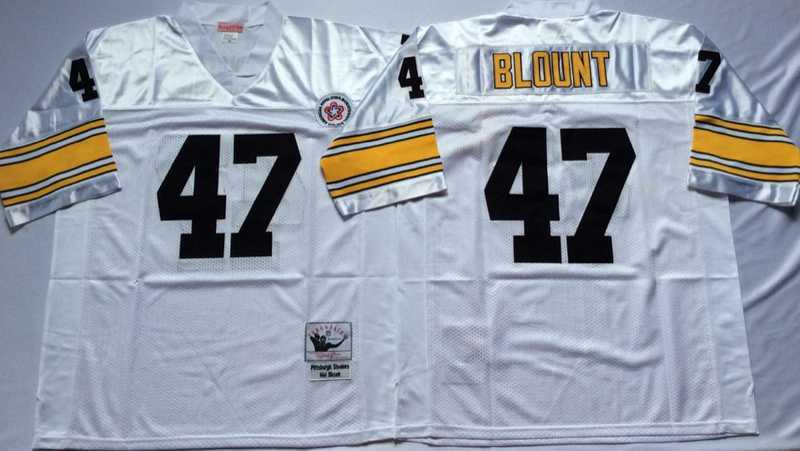 Mens Pittsburgh Steelers #47 Mel Blount White Throwback Stitched Football Jersey->pittsburgh steelers->NFL Jersey