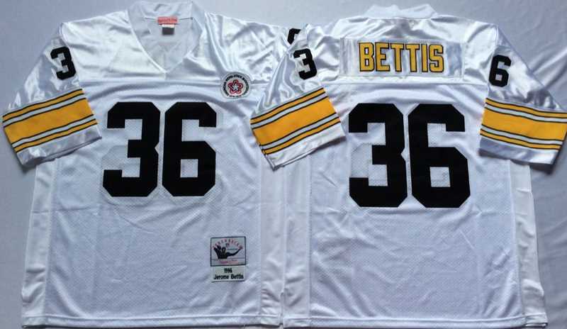 Mens Pittsburgh Steelers #36 Jerome Bettis White Throwback Stitched Football Jersey->pittsburgh steelers->NFL Jersey