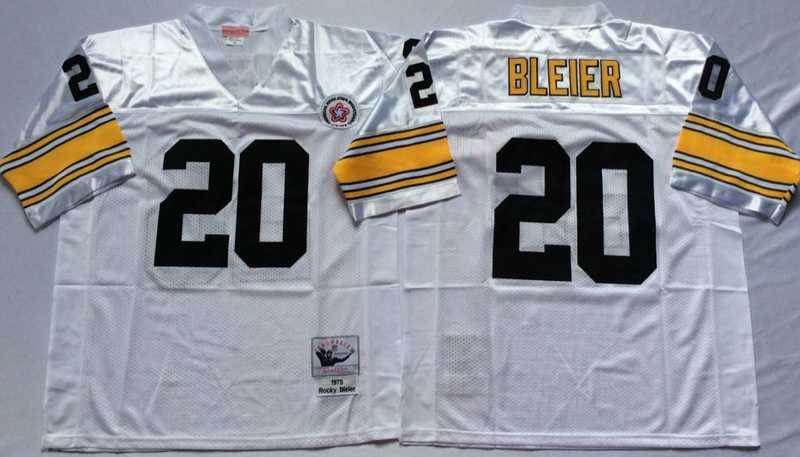 Men%27s Pittsburgh Steelers #20 Rocky Bleier White Throwback Stitched Football Jersey->pittsburgh steelers->NFL Jersey