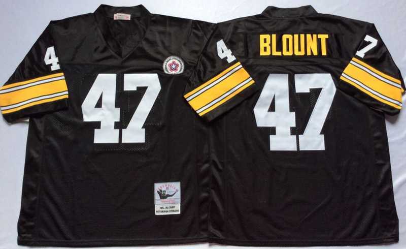 Mens Pittsburgh Steelers #47 Mel Blount Black Throwback Stitched Football Jersey->pittsburgh steelers->NFL Jersey