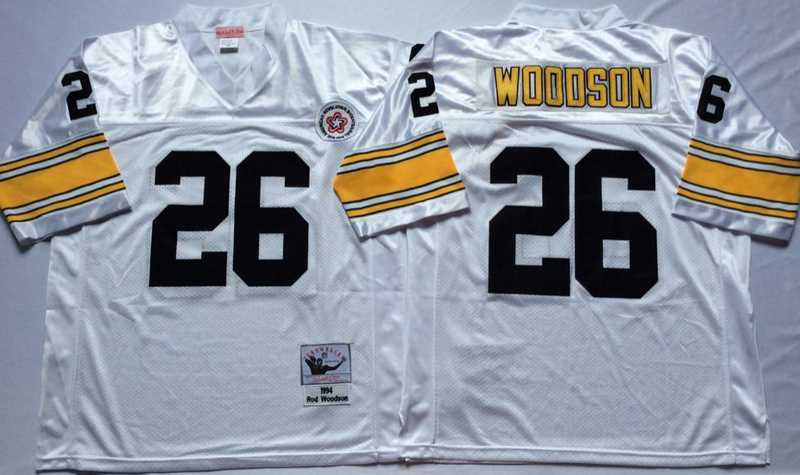 Men%27s Pittsburgh Steelers #26 Rod Woodson White Throwback Stitched Football Jersey->pittsburgh steelers->NFL Jersey