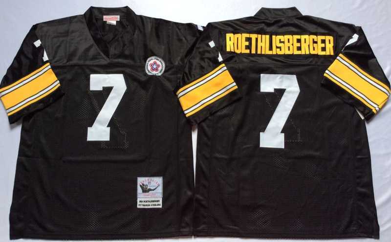Men%27s Pittsburgh Steelers #7 Ben Roethlisberger Black Throwback Stitched Football Jersey->philadelphia eagles->NFL Jersey