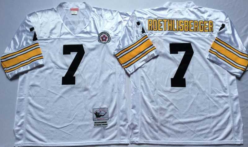 Men%27s Pittsburgh Steelers #7 Ben Roethlisberger White Throwback Stitched Football Jersey->philadelphia eagles->NFL Jersey