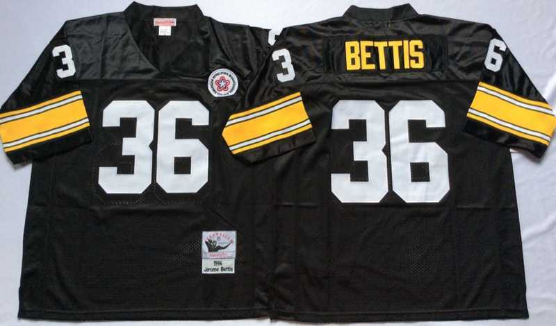 Mens Pittsburgh Steelers #36 Jerome Bettis Black Throwback Stitched Football Jersey->pittsburgh steelers->NFL Jersey