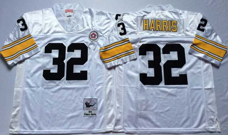 Men%27s Pittsburgh Steelers #32 Franco Harris White Throwback Stitched Football Jersey->pittsburgh steelers->NFL Jersey