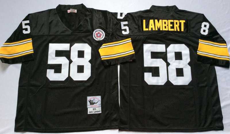 Mens Pittsburgh Steelers #58 Jack Lambert Black Throwback Stitched Football Jersey->pittsburgh steelers->NFL Jersey
