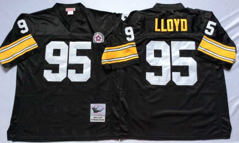 Mens Pittsburgh Steelers #95 Greg Lloyd Black Throwback Stitched Football Jersey->pittsburgh steelers->NFL Jersey