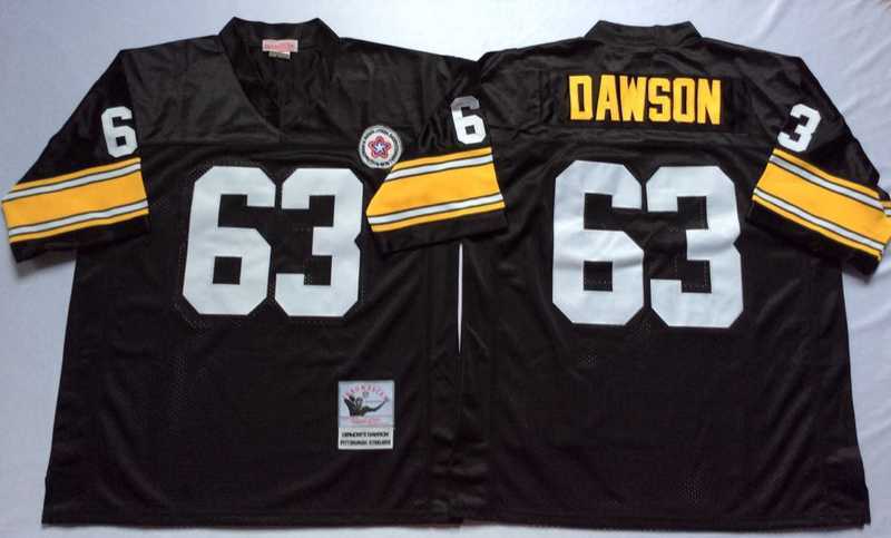 Mens Pittsburgh Steelers #63 Dermontti Dawson Black Throwback Stitched Football Jersey->pittsburgh steelers->NFL Jersey