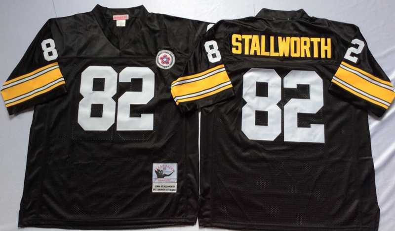 Mens Pittsburgh Steelers #82 John Stallworth Black Throwback Stitched Football Jersey->pittsburgh steelers->NFL Jersey