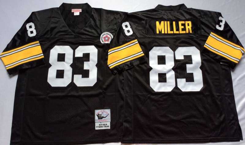 Mens Pittsburgh Steelers #83 Heath Miller Black Throwback Stitched Football Jersey->pittsburgh steelers->NFL Jersey