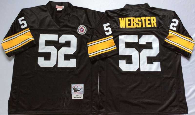 Mens Pittsburgh Steelers #52 Mike Webster Black Throwback Stitched Football Jersey->pittsburgh steelers->NFL Jersey