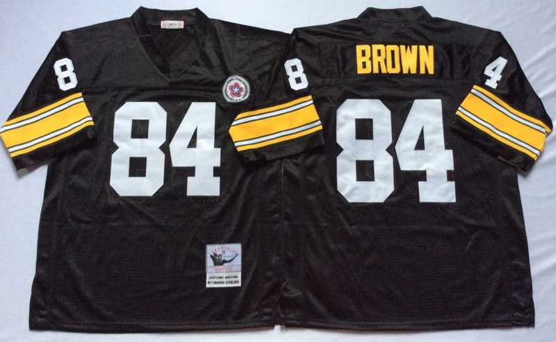 Mens Pittsburgh Steelers #84 Antonio Brown Black Throwback Stitched Football Jersey->pittsburgh steelers->NFL Jersey
