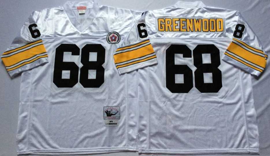 Mens Pittsburgh Steelers #68 L.C. Greenwood White Throwback Stitched Football Jersey->pittsburgh steelers->NFL Jersey