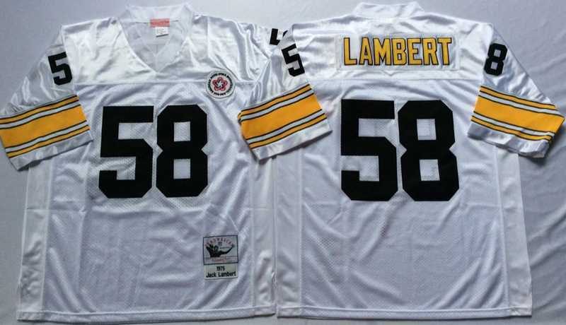 Mens Pittsburgh Steelers #58 Jack Lambert White Throwback Stitched Football Jersey->pittsburgh steelers->NFL Jersey