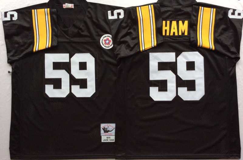 Mens Pittsburgh Steelers #59 Jack Ham Black Throwback Stitched Football Jersey->pittsburgh steelers->NFL Jersey