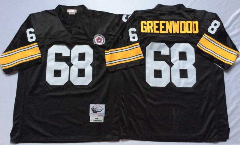 Mens Pittsburgh Steelers #68 L. C. Greenwood Black Throwback Stitched Football Jersey->pittsburgh steelers->NFL Jersey
