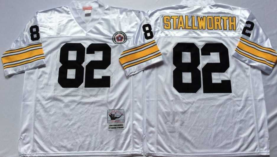 Mens Pittsburgh Steelers #82 John Stallworth White Throwback Stitched Football Jersey->pittsburgh steelers->NFL Jersey