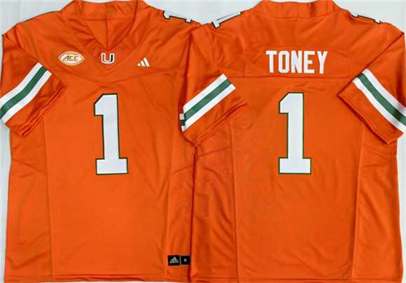Men%27s Miami Hurricanes #1 Malachi Toney Orange F.U.S.E. Stitched Football Jersey->miami hurricanes->NCAA Jersey
