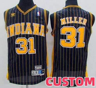 Men%27s Indiana Pacers Custom Navy Blue Pinstirpe Hardwood Classics Soul Swingman Throwback Jersey->customized mlb jersey->Custom Jersey