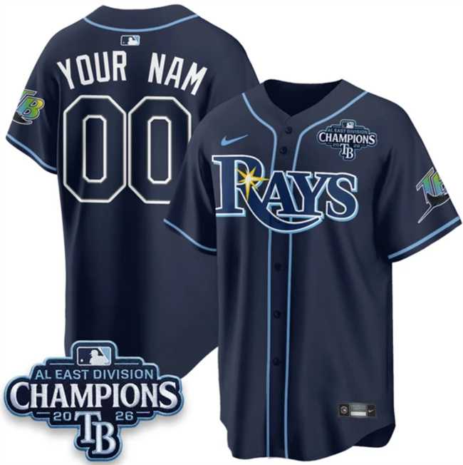 Men%27s Tampa Bay Rays ACTIVE PLAYER Custom Navy 2026 AL East Champions Patch Limited Stitched Baseball Jersey->customized nhl jersey->Custom Jersey