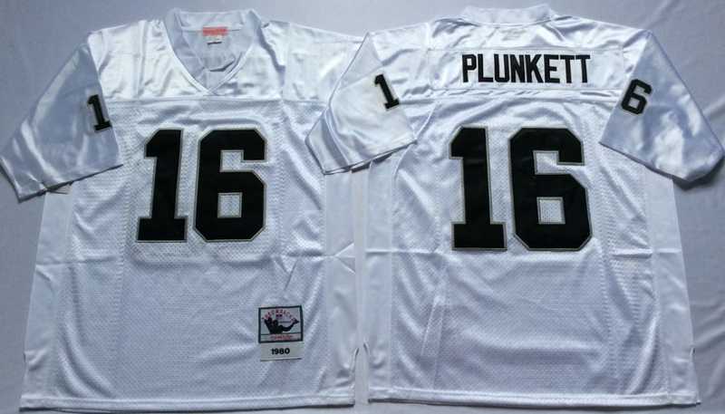 Mens Raiders #16 Jim Plunkett White Throwback Stitched Football Jersey->las vegas raiders->NFL Jersey