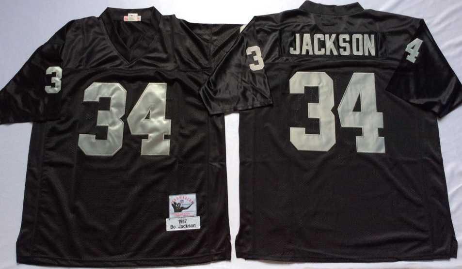 Mens Raiders #34 Bo Jackson Black Throwback Stitched Football Jersey->las vegas raiders->NFL Jersey