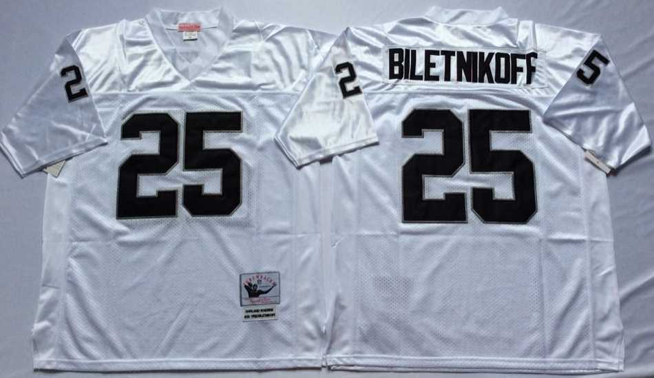 Mens Raiders #25 Fred Biletnikoff White Throwback Stitched Football Jersey->las vegas raiders->NFL Jersey