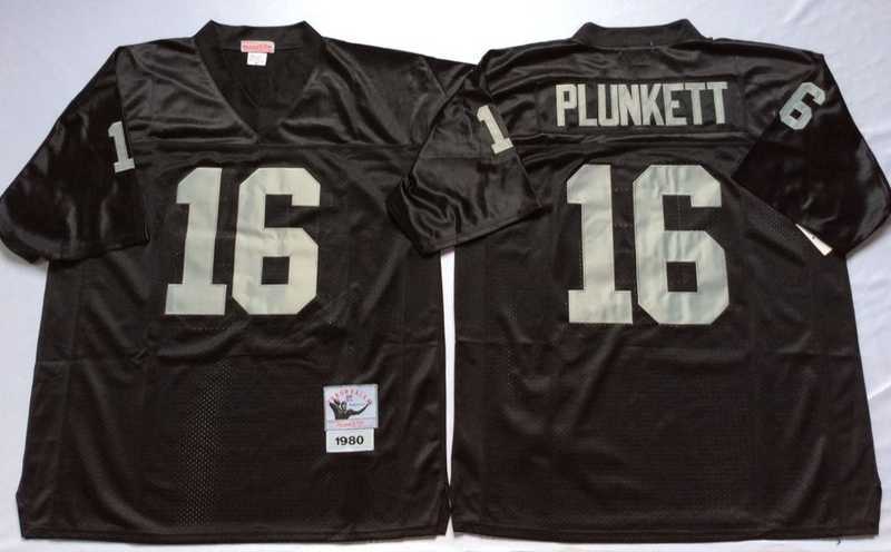 Mens Raiders #16 Jim Plunkett Black Throwback Stitched Football Jersey->las vegas raiders->NFL Jersey
