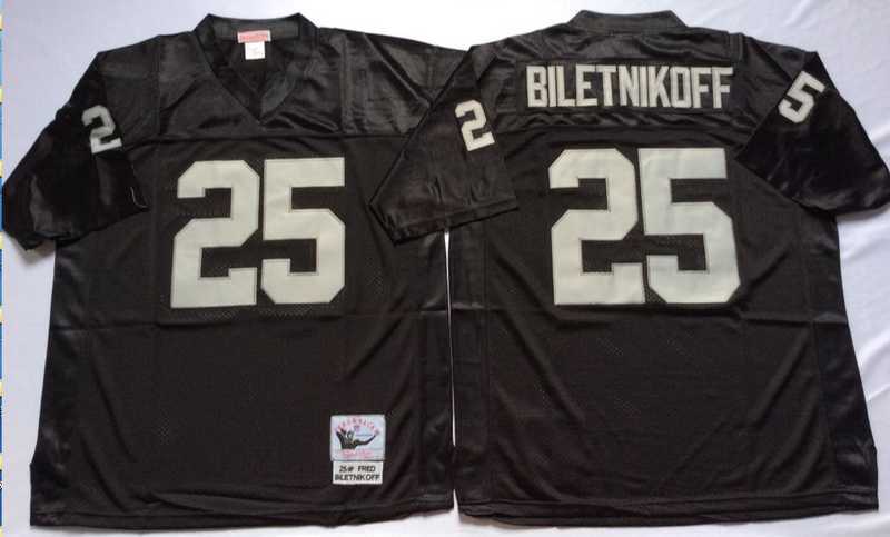Mens Raiders #25 Fred Biletnikoff Black Throwback Stitched Football Jersey->las vegas raiders->NFL Jersey