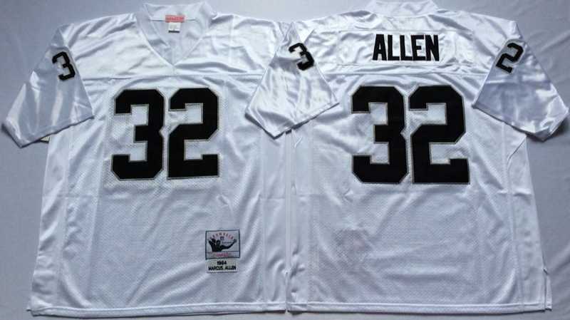 Mens Raiders #32 Marcus Allen White Throwback Stitched Football Jersey->las vegas raiders->NFL Jersey