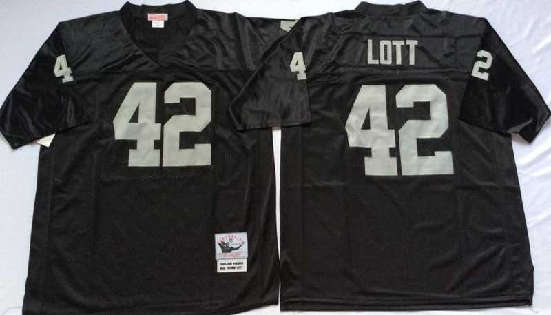 Men%27s Raiders #42 Ronnie Lott Black Throwback Stitched Football Jersey->las vegas raiders->NFL Jersey