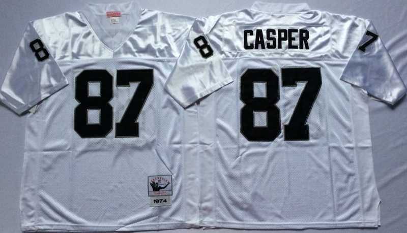 Men%27s Raiders #87 Dave Casper White Throwback Stitched Football Jersey->las vegas raiders->NFL Jersey