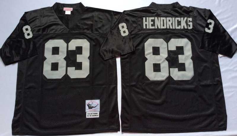 Men%27s Raiders #83 Ted Hendricks Black Throwback Stitched Football Jersey->las vegas raiders->NFL Jersey