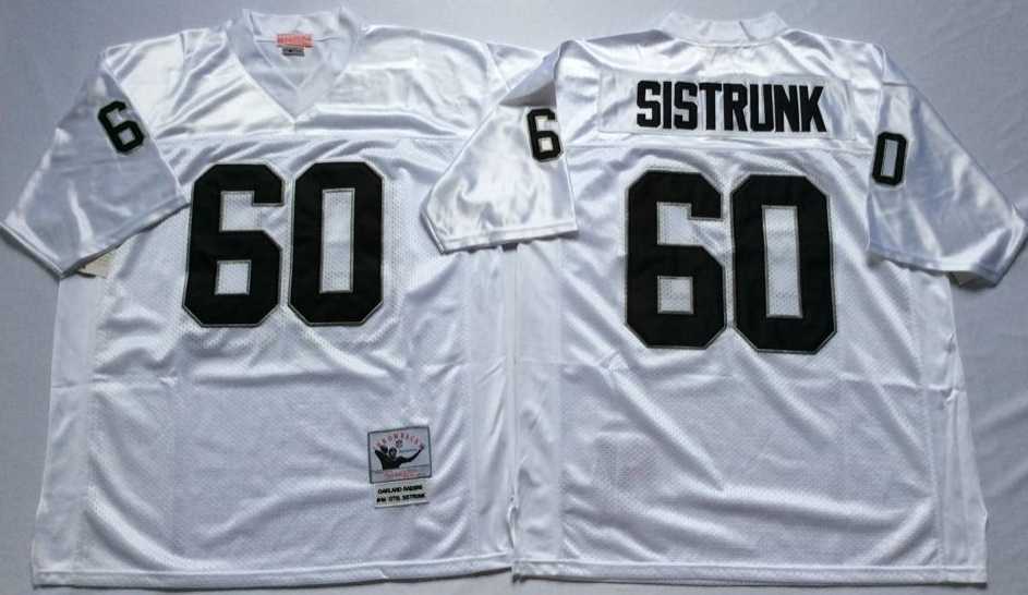 Men%27s Raiders #60 Otis Sistrunk White Throwback Stitched Football Jersey->las vegas raiders->NFL Jersey