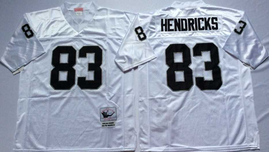 Men%27s Raiders #83 Ted Hendricks White Throwback Stitched Football Jersey->las vegas raiders->NFL Jersey