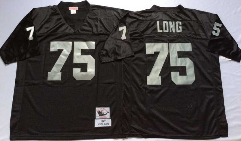 Men%27s Raiders #75 Howie Long Black Throwback Stitched Football Jersey->las vegas raiders->NFL Jersey
