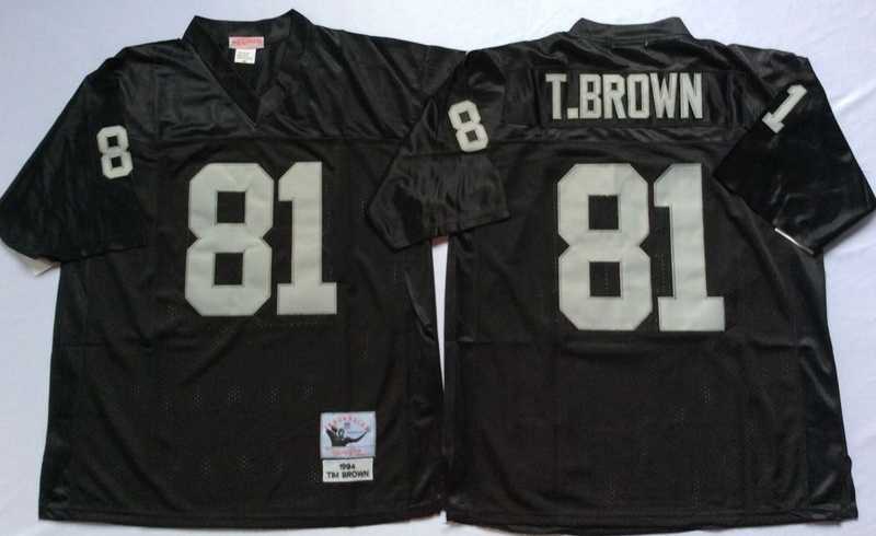 Men%27s Raiders #81 Tim Brown Black Throwback Stitched Football Jersey->las vegas raiders->NFL Jersey