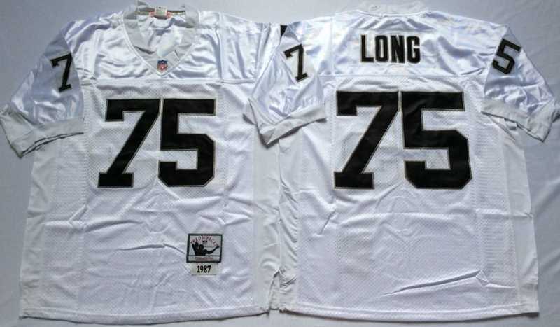 Men%27s Raiders #75 Howie Long White Throwback Stitched Football Jersey->las vegas raiders->NFL Jersey