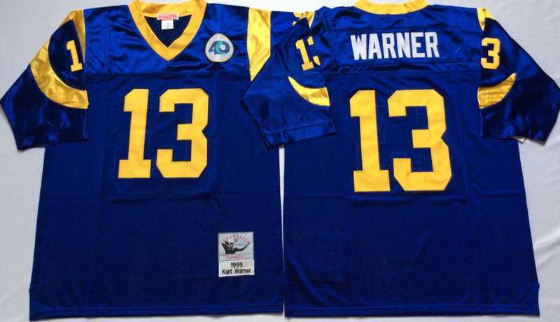 Men%27s Rams #13 Kurt Warner Blue Throwback Stitched Football Jersey->las vegas raiders->NFL Jersey
