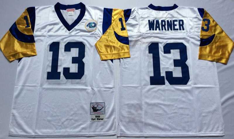 Men%27s Rams #13 Kurt Warner White Throwback Stitched Football Jersey->las vegas raiders->NFL Jersey