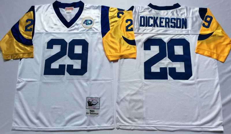 Men%27s Rams #29 Eric Dickerson White Throwback Stitched Football Jersey->los angeles rams->NFL Jersey
