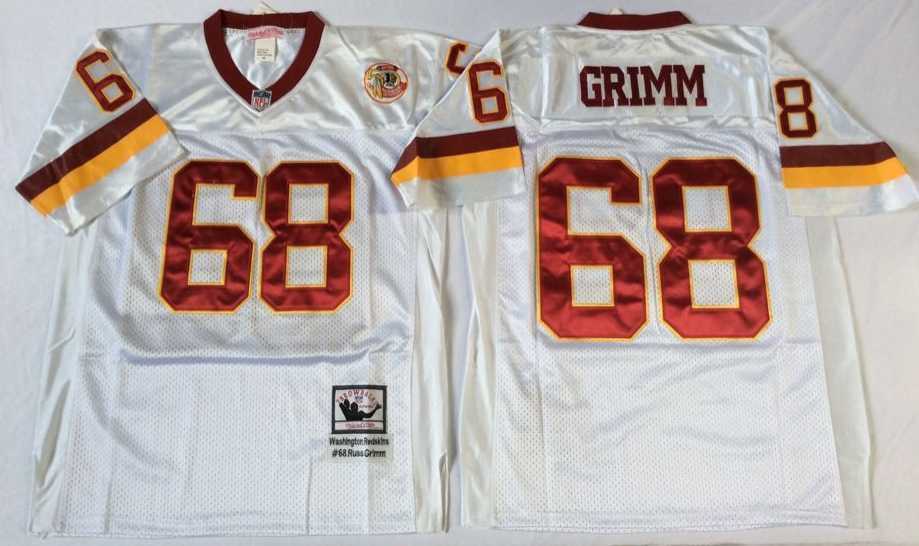 Mens Redskins #68 Russ Grimm White Throwback Stitched Football Jersey->washington redskins->NFL Jersey