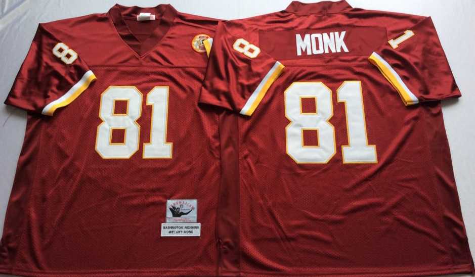 Mens Redskins #81 Art Monk Red Throwback Stitched Football Jersey->washington redskins->NFL Jersey
