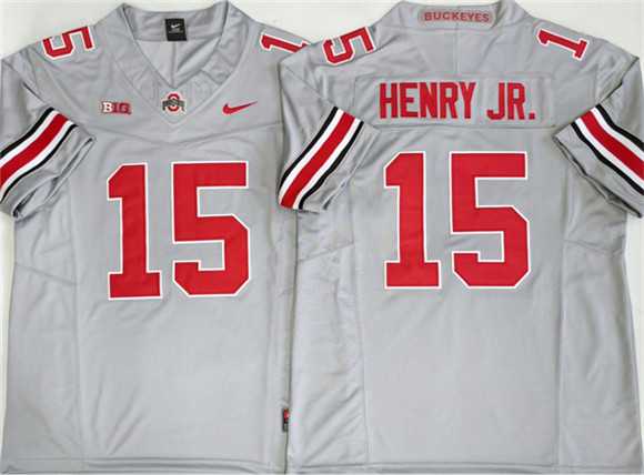 Men%27s Ohio State Buckeyes #15 Chris Henry Jr Gray 2025 F.U.S.E. Limited Stitched Jersey->miami hurricanes->NCAA Jersey